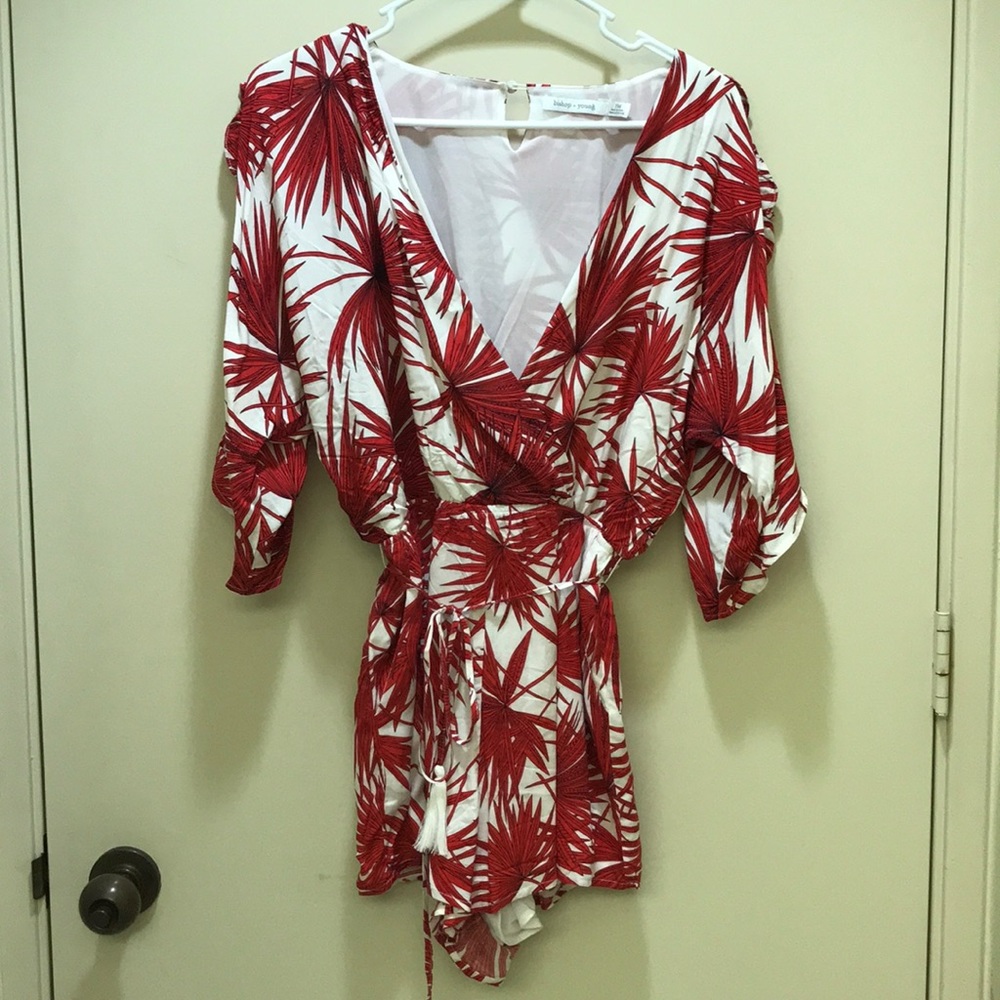 Red white anthropology romper